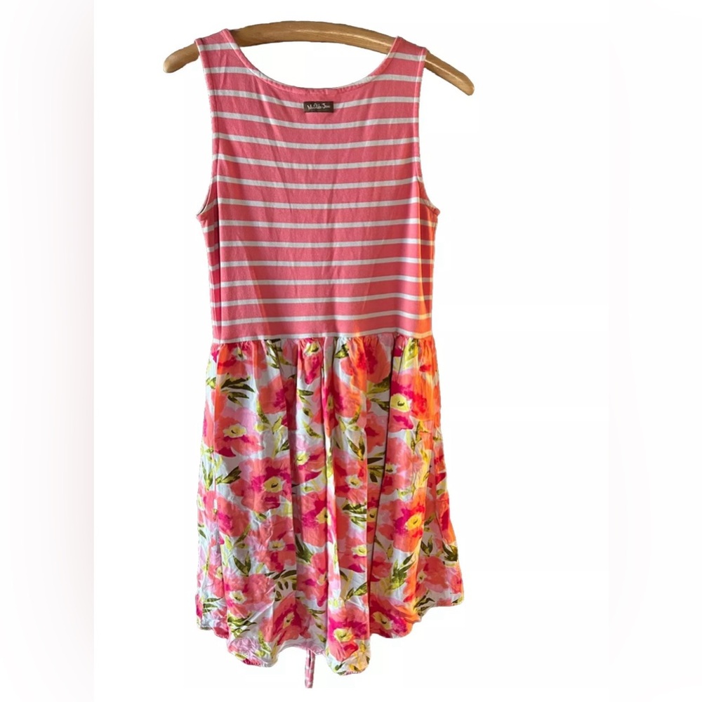Matilda Jane Dress Womens Macaron Pink Stripe Floral Sleeveless Sz M Cottagecore - Picture 3 of 6
